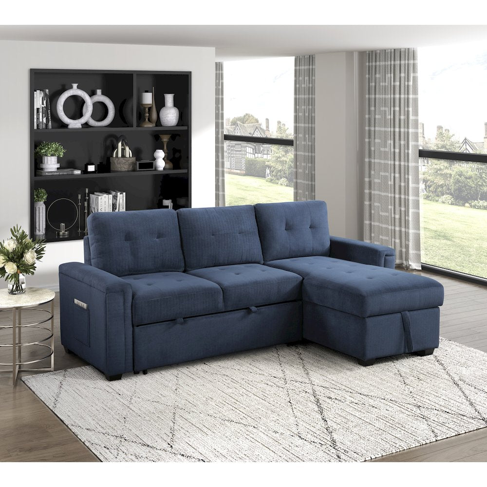 Lexicon Barbara Textured Reversible Sectional in Blue