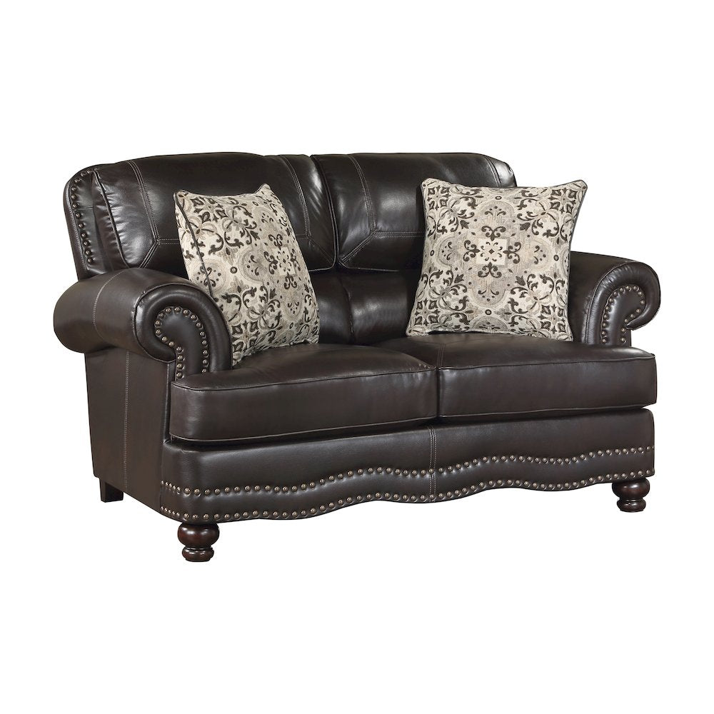Milford Faux Leather Love Seat In Brown