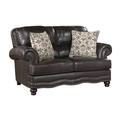 Milford Faux Leather Love Seat In Brown