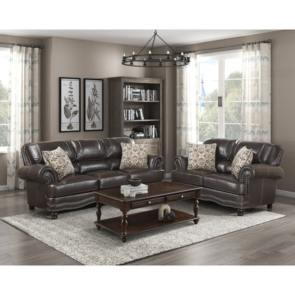 Milford Faux Leather Love Seat In Brown