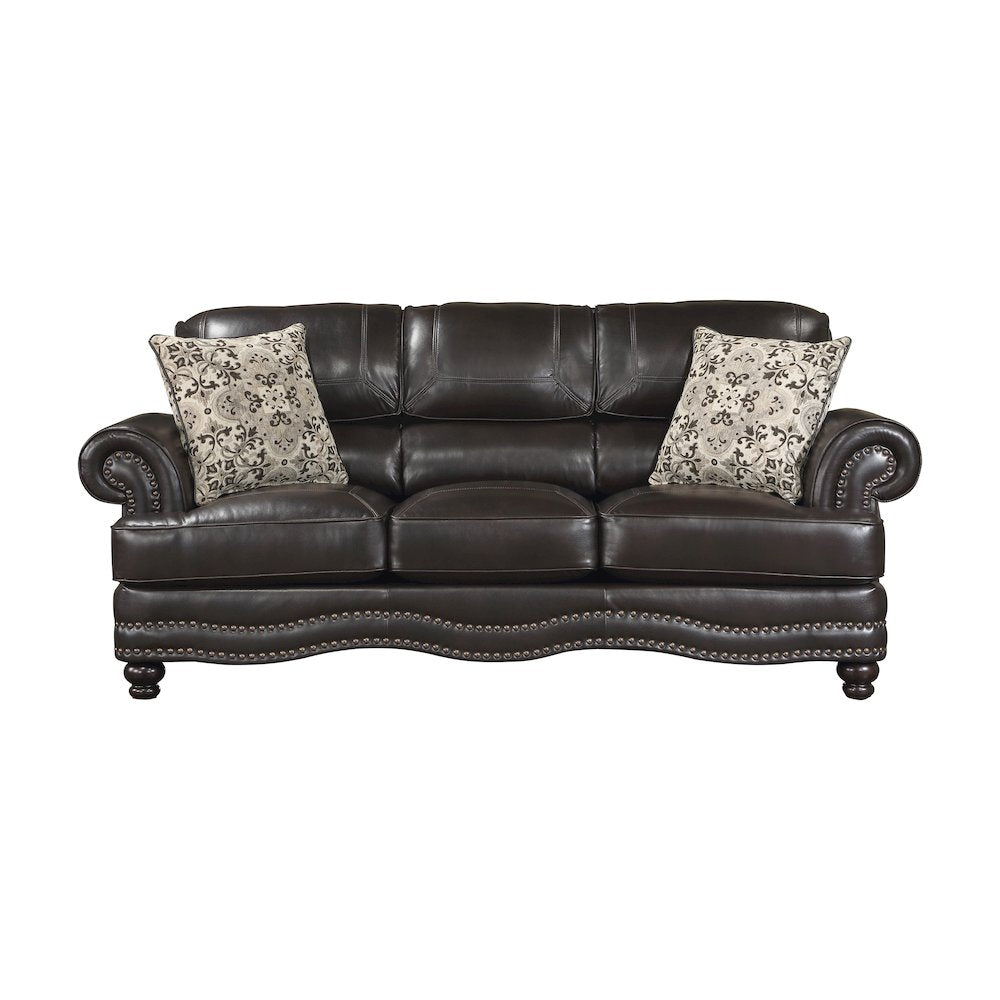 Milford Faux Leather Sofa In Brown