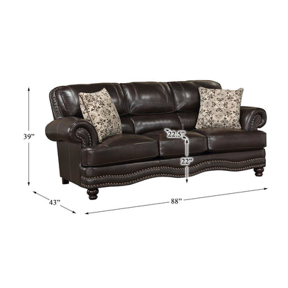 Milford Faux Leather Sofa In Brown