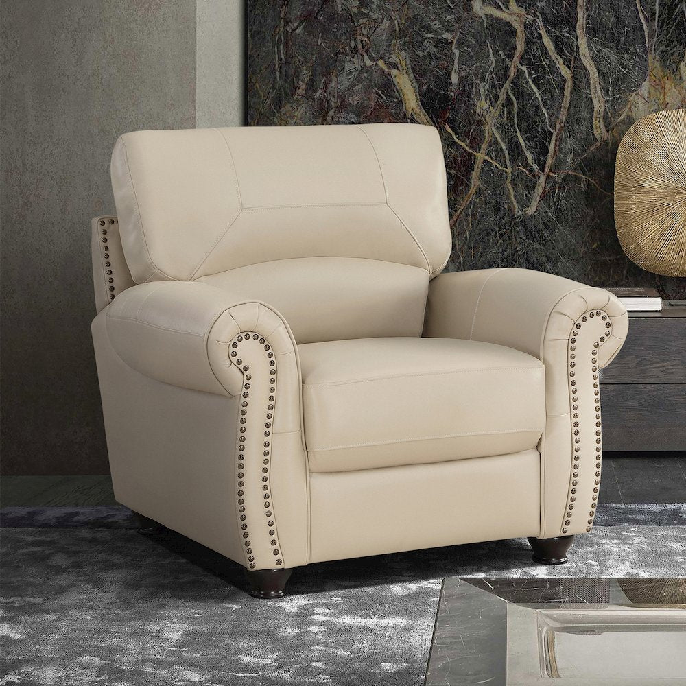 Foxborough Leather Arm Chair In Cream