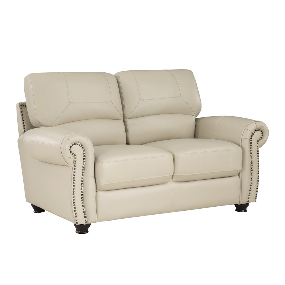 Foxborough Leather Love Seat In Cream