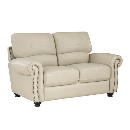 Foxborough Leather Love Seat In Cream