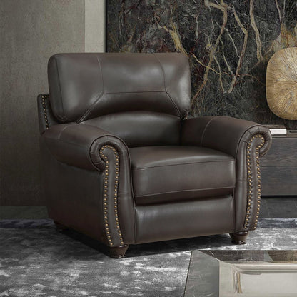 Foxborough Leather Arm Chair In Dark Brown