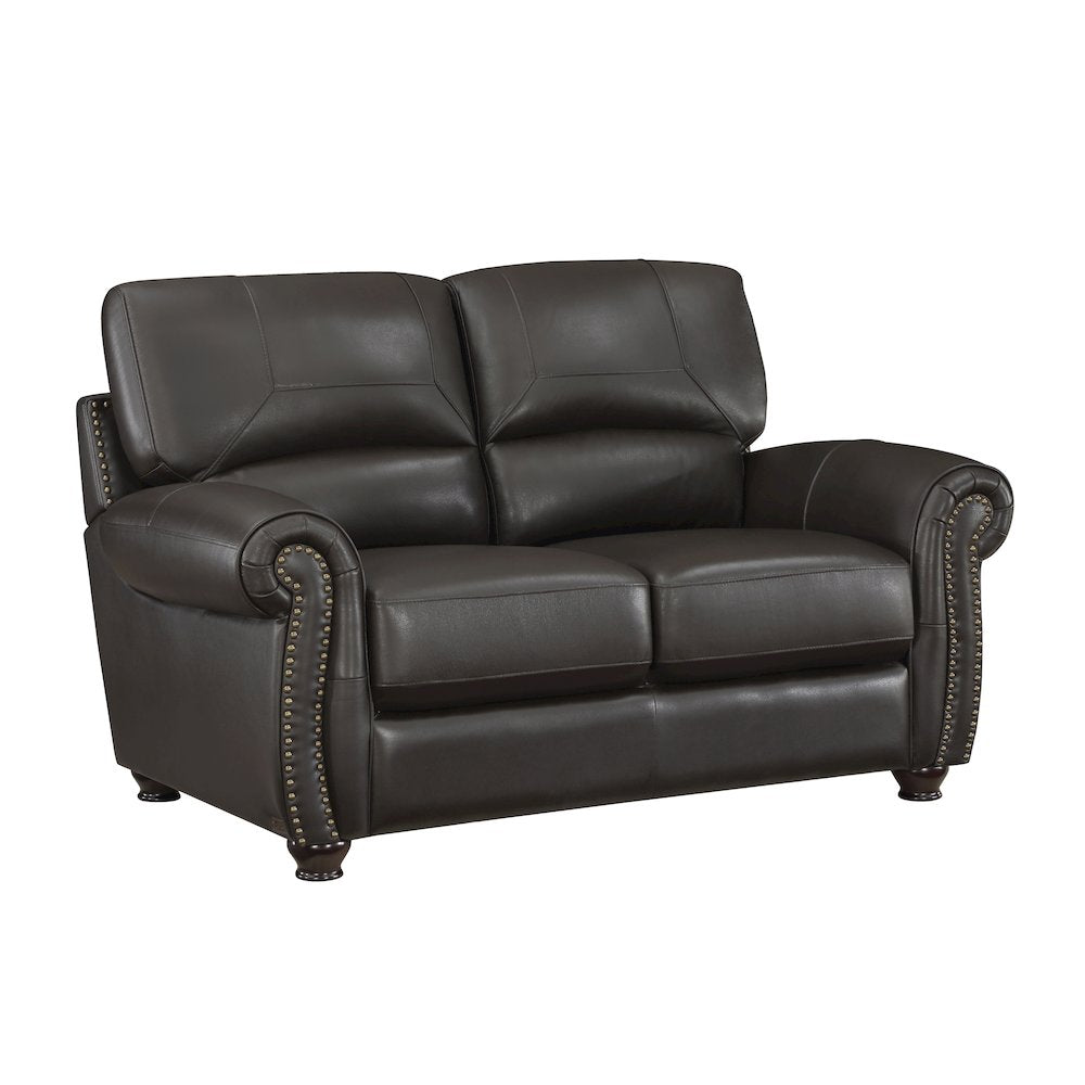 Foxborough Leather Love Seat In Dark Brown