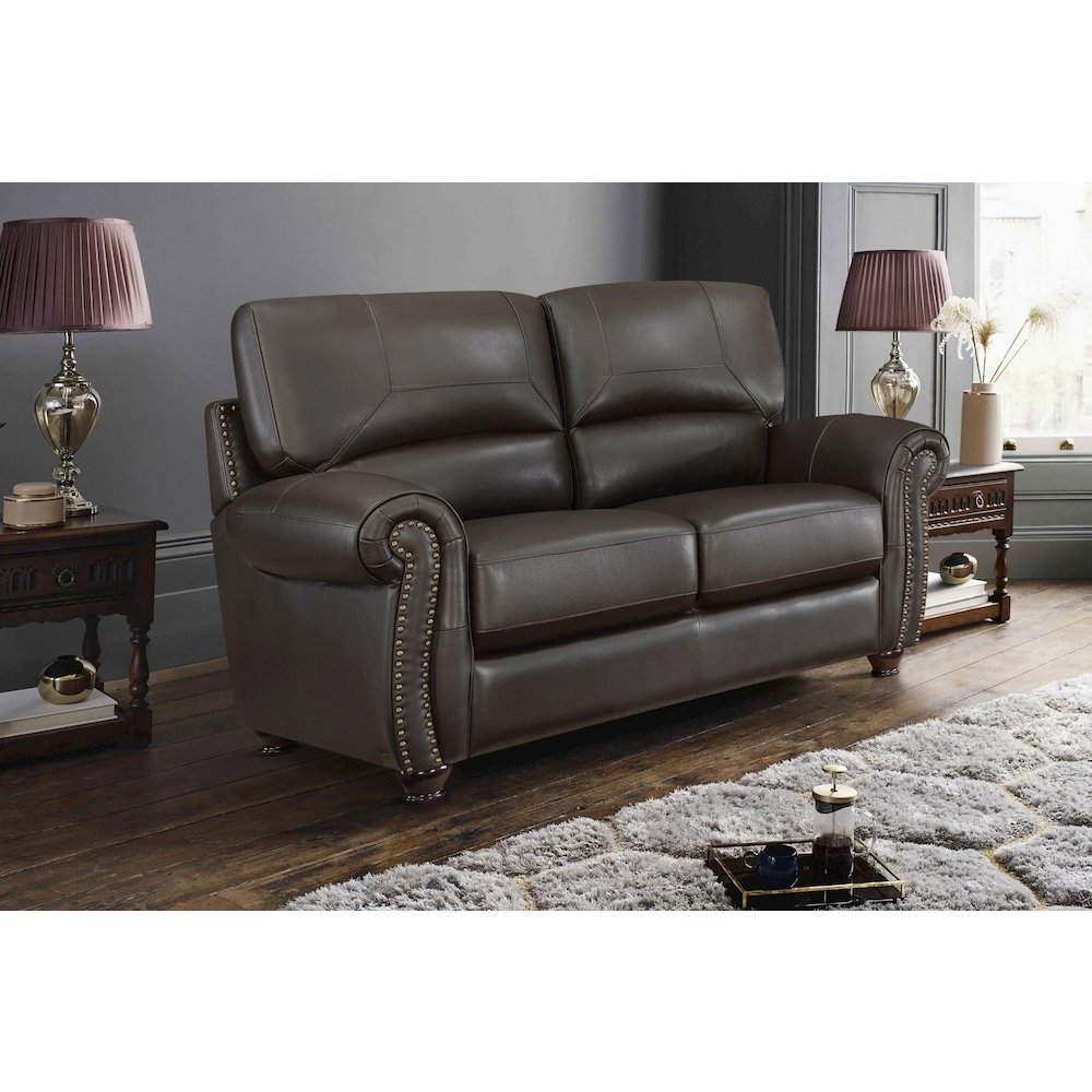 Foxborough Leather Love Seat In Dark Brown