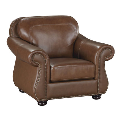 Attleboro Leather Arm Chair In Camel Brown