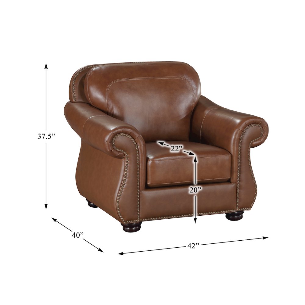 Attleboro Leather Arm Chair In Camel Brown