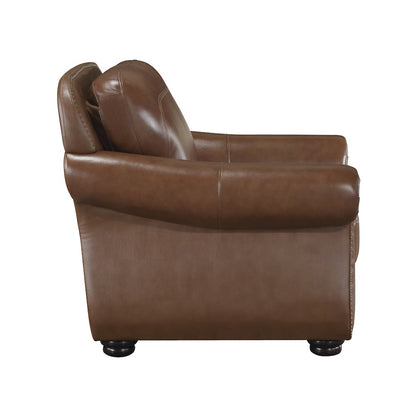 Attleboro Leather Arm Chair In Camel Brown