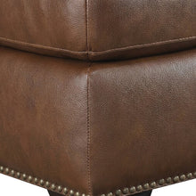 Attleboro Leather Ottoman Footstool with Padded Seat, Camel Brown