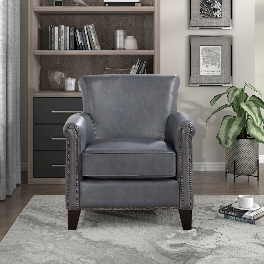 Lexicon Braintree Leather Accent chair in Burnish Gray