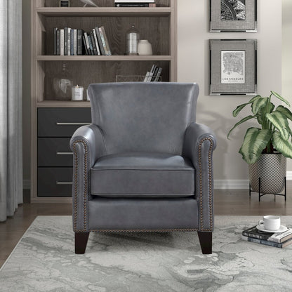 Lexicon Braintree Leather Accent chair in Burnish Gray