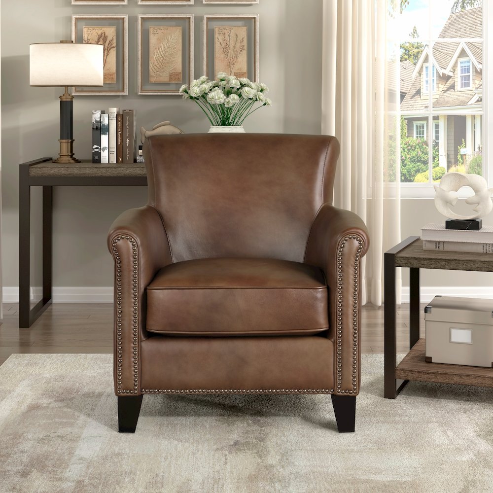 Lexicon Braintree Leather Accent Chair in Brown