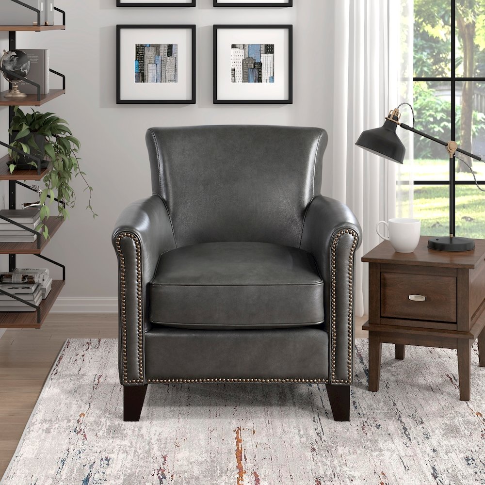 Lexicon Braintree Leather Accent chair in Gray Color