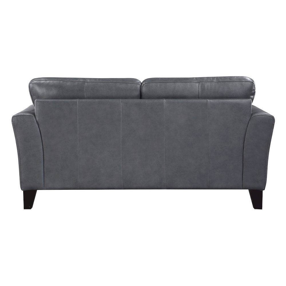 Thierry Leather Love Seat In Burnish Gray