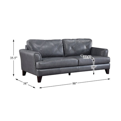 Thierry Leather Sofa In Burnish Gray