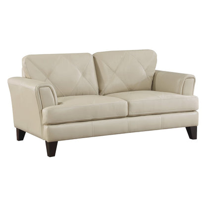 Thierry Leather Love Seat In Cream