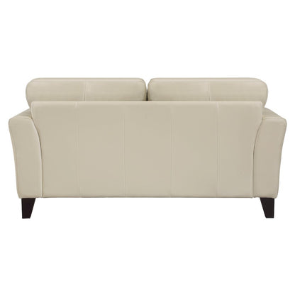 Thierry Leather Love Seat In Cream