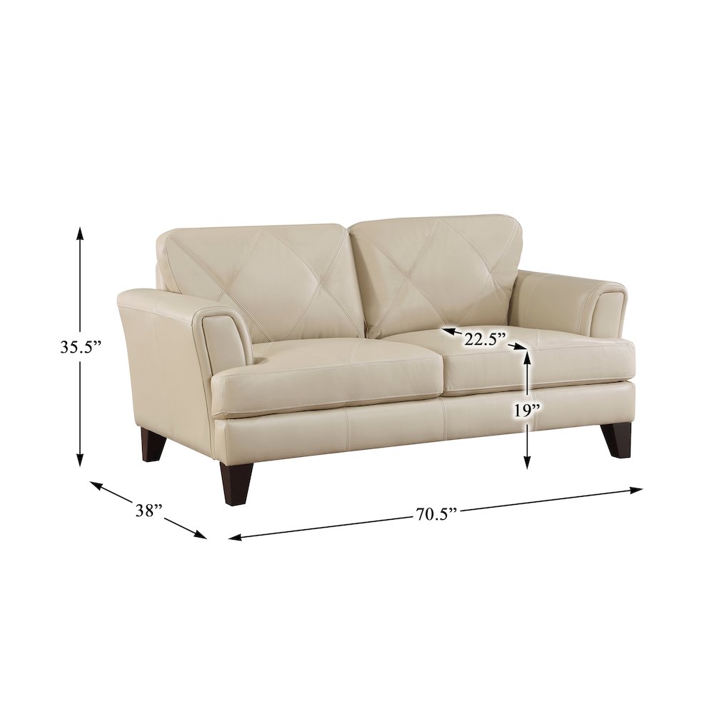 Thierry Leather Love Seat In Cream
