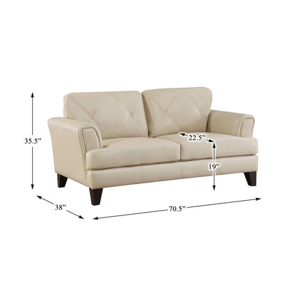 Thierry Leather Love Seat In Cream