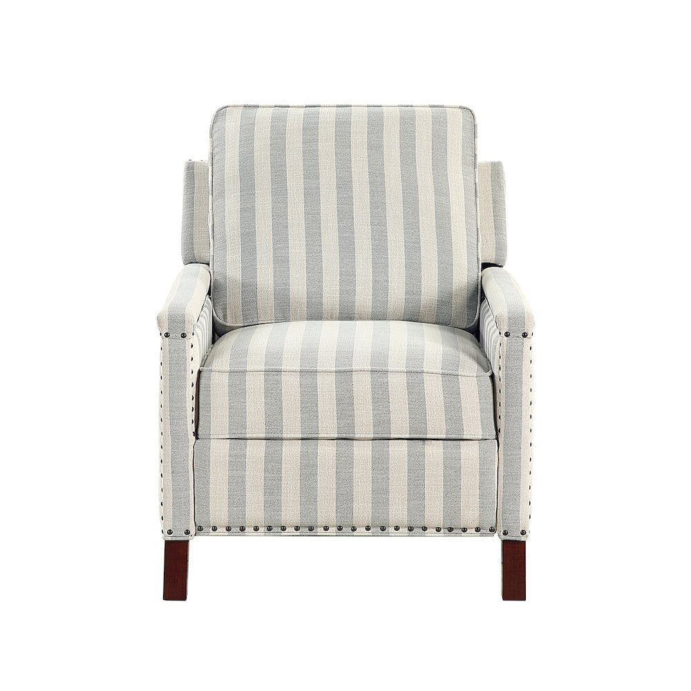 Landrum Textured PB Reclining Chair in Beige with Grayish Blue Stripe