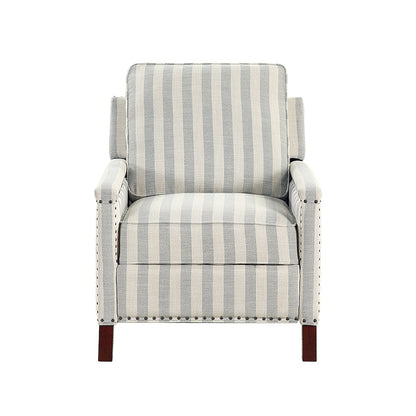 Landrum Textured PB Reclining Chair in Beige with Grayish Blue Stripe