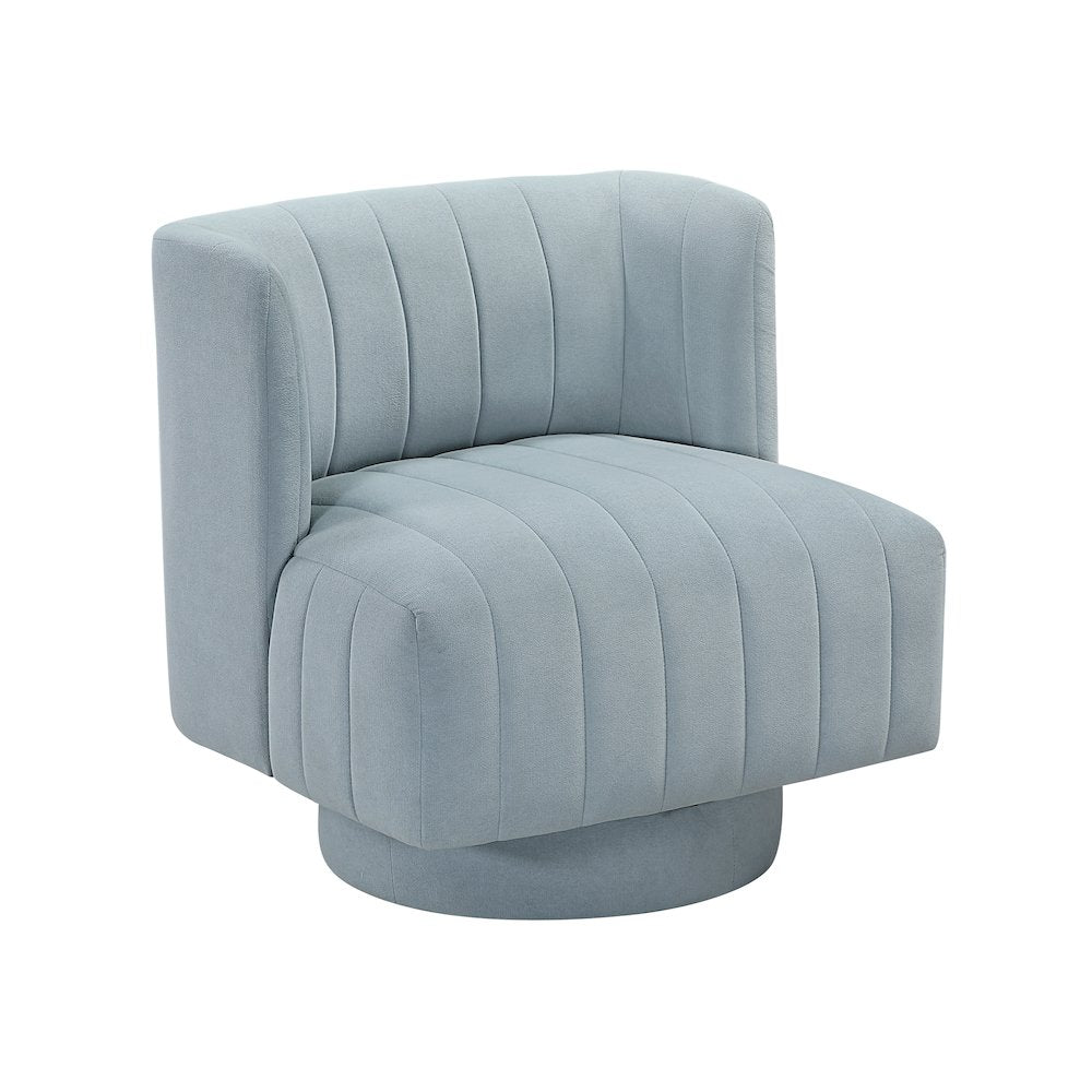 Joyce Textured Swivel Chair in Aqua Blue
