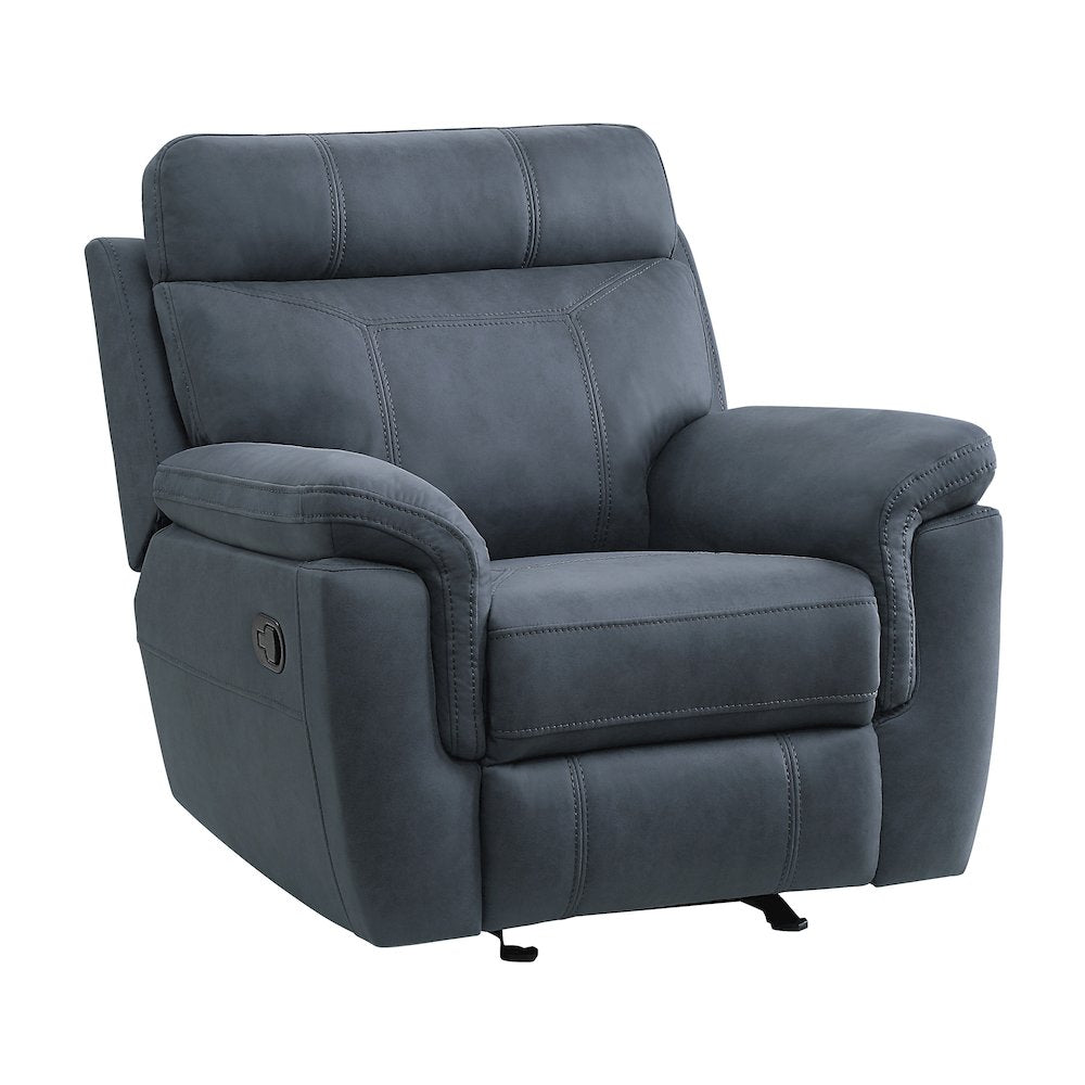 Clifton Microfiber Glider Recling Chair In Blue