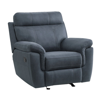 Clifton Microfiber Glider Recling Chair In Blue