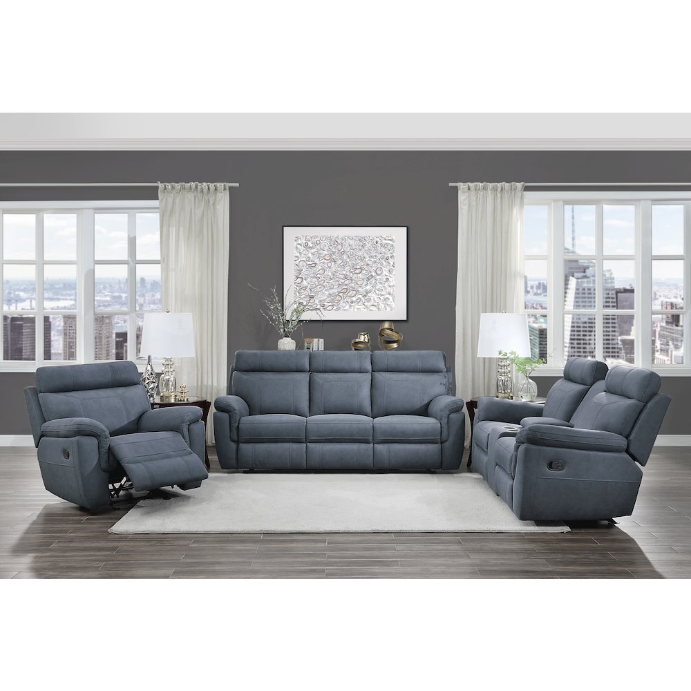 Clifton Microfiber Glider Recling Chair In Blue