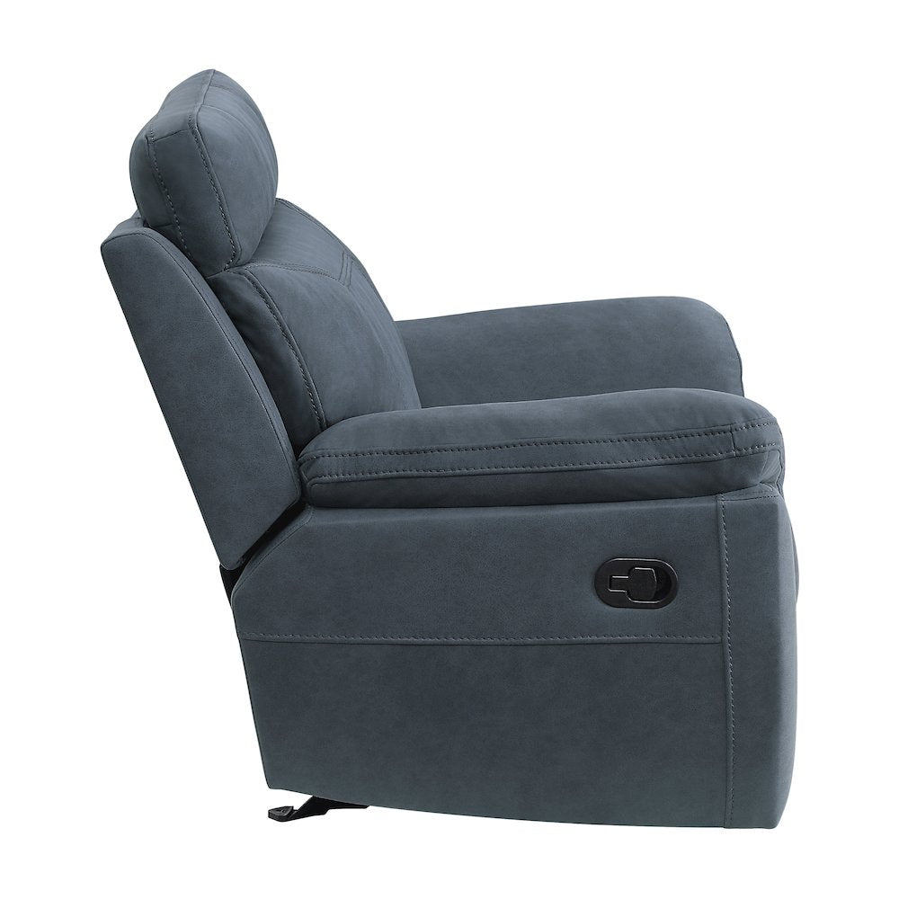 Clifton Microfiber Glider Recling Chair In Blue