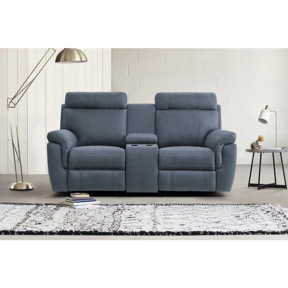 Clifton Microfiber Double Glider Reclining Love Seat In Blue