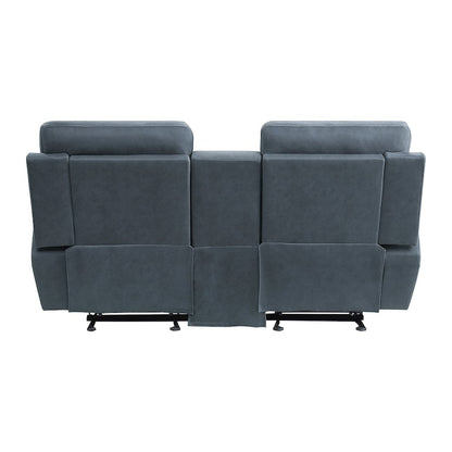 Clifton Microfiber Double Glider Reclining Love Seat In Blue