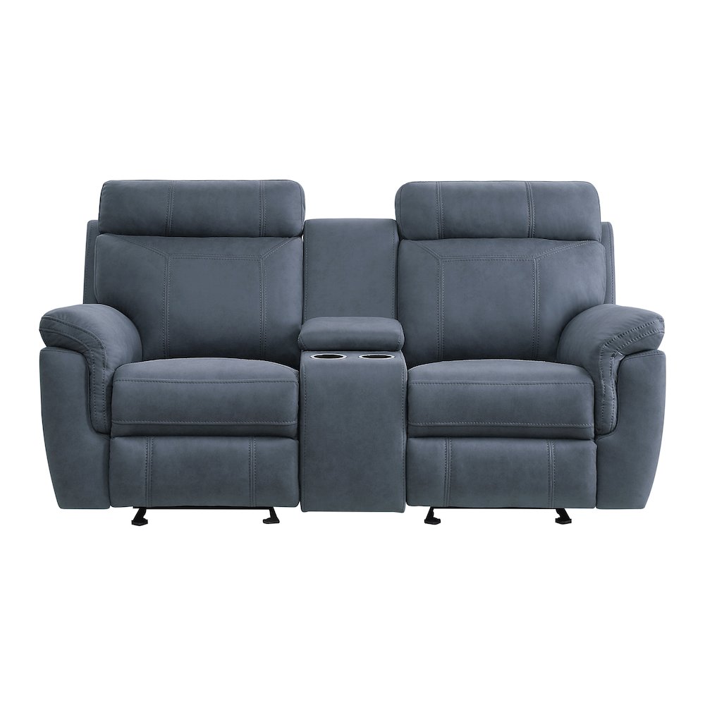 Clifton Microfiber Double Glider Reclining Love Seat In Blue