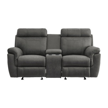 Clifton Microfiber Double Glider Reclining Love Seat In Pewter