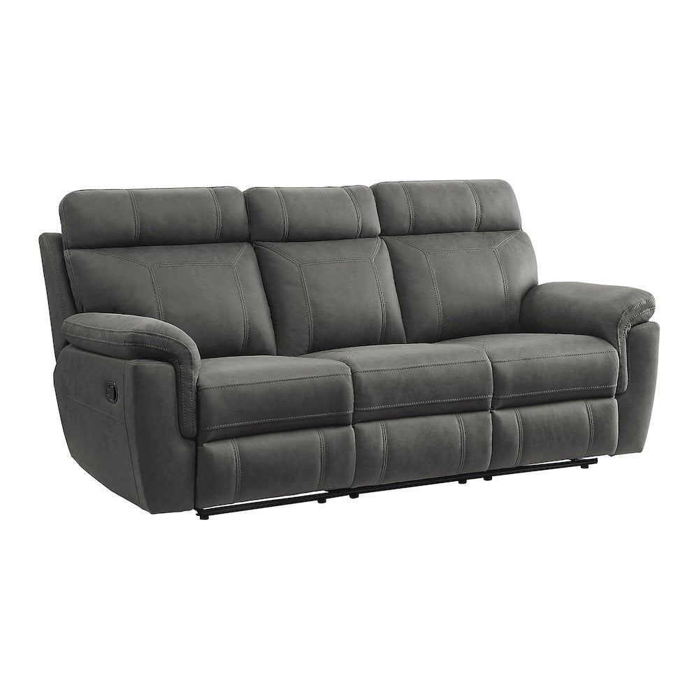 Clifton Microfiber Double Reclining Sofa In Pewter