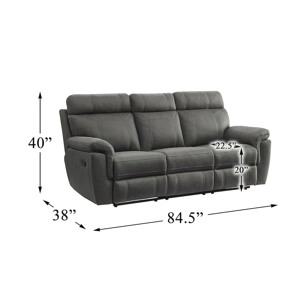 Clifton Microfiber Double Reclining Sofa In Pewter