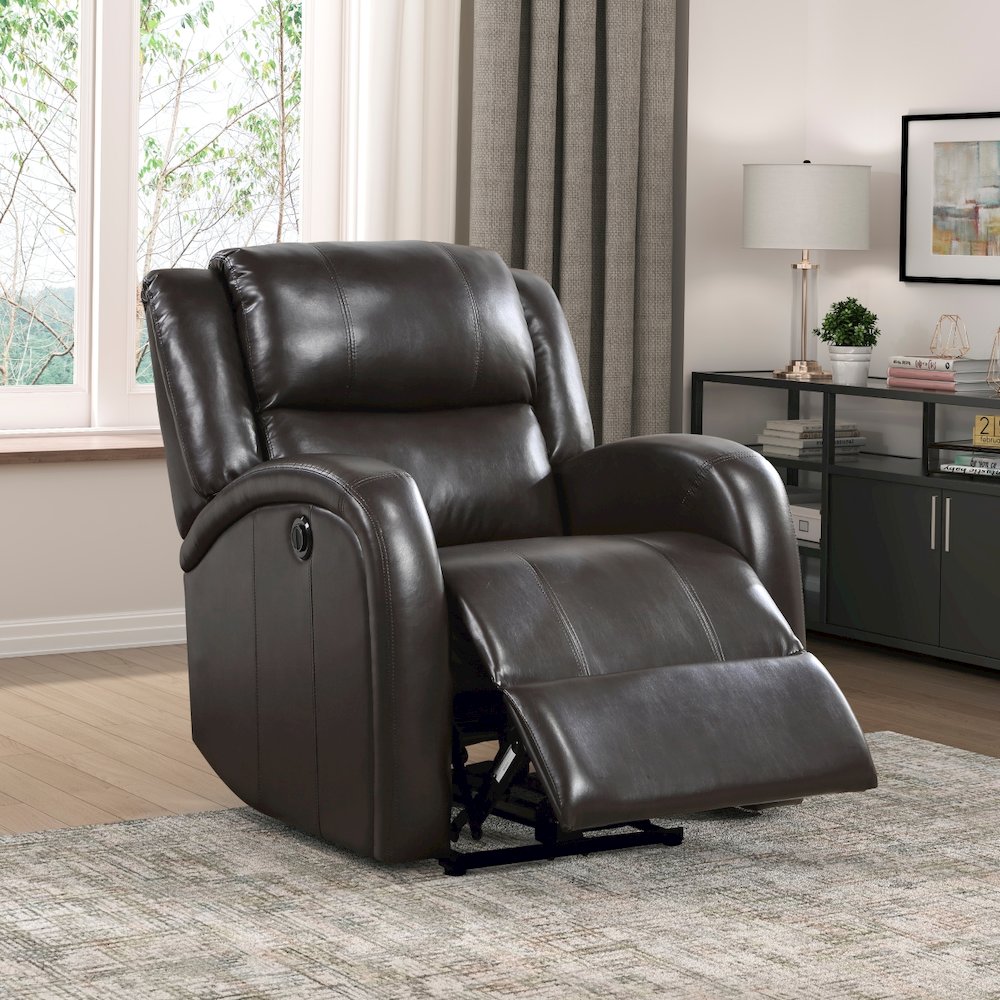 Lexicon Foxcroft Faux Leather Power Reclining Chair in Brown