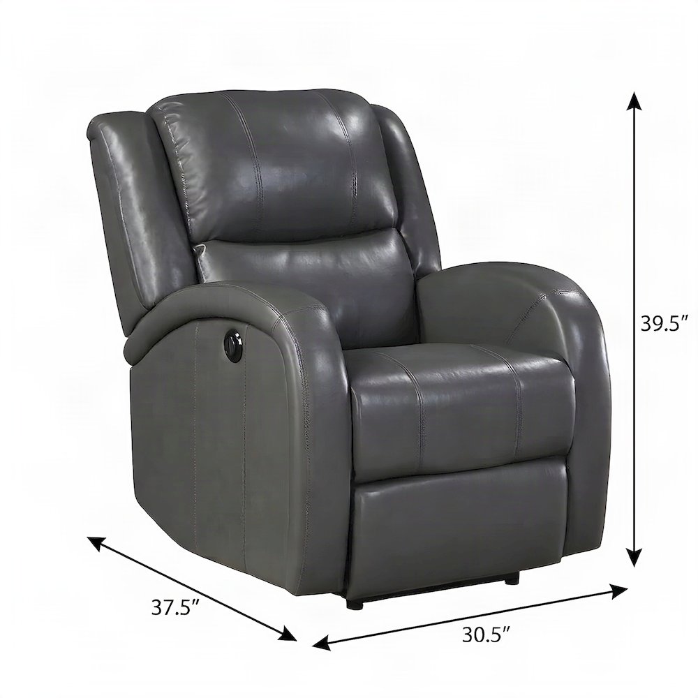 Faux Leather Power Recliner Chair for Adults, Electric Reclining, Gray