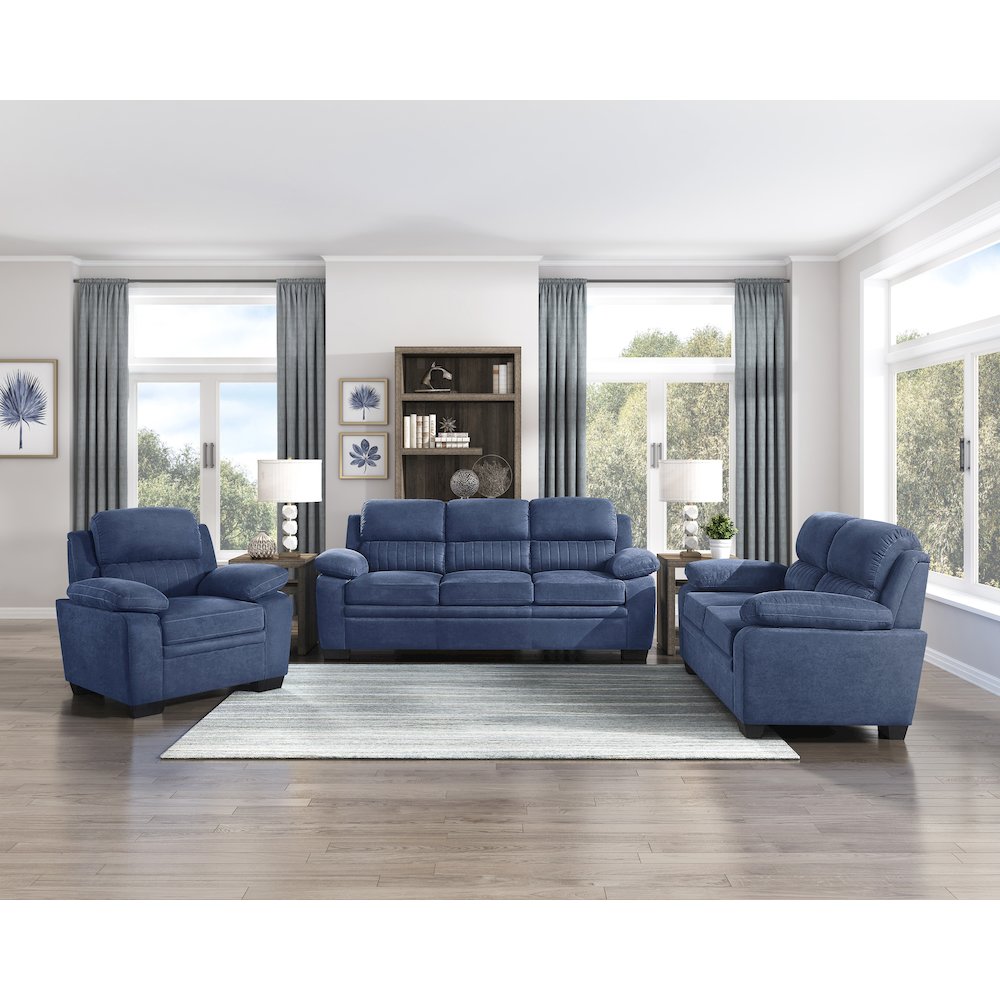 Holleman Textured Fabric Arm Chair In Blue