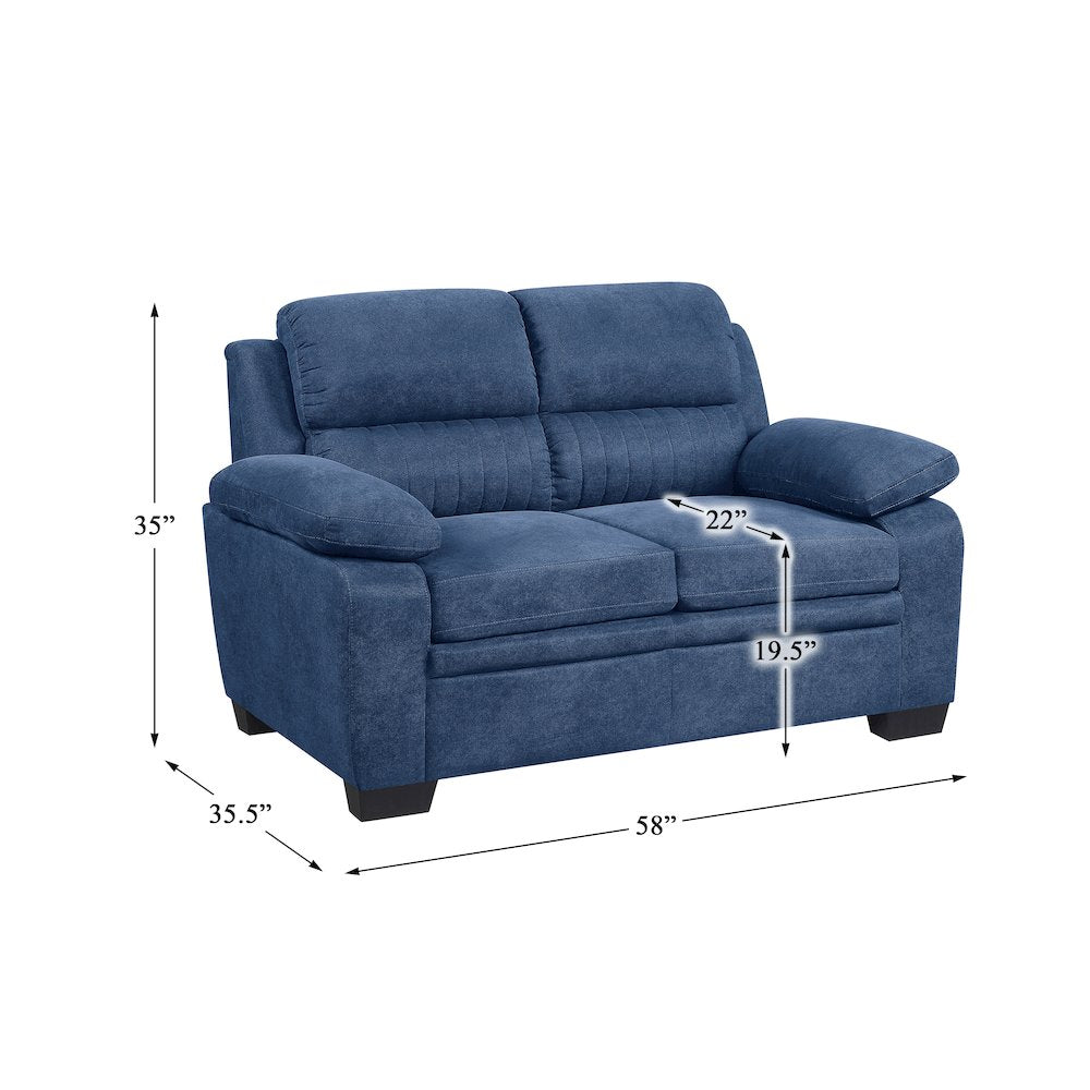 Holleman Textured Fabric Love Seat In Blue