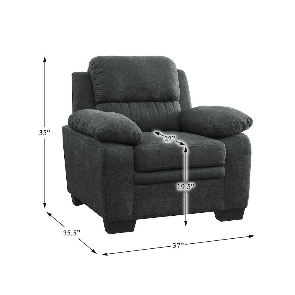 Holleman Textured Fabric Arm Chair In Dark Gray
