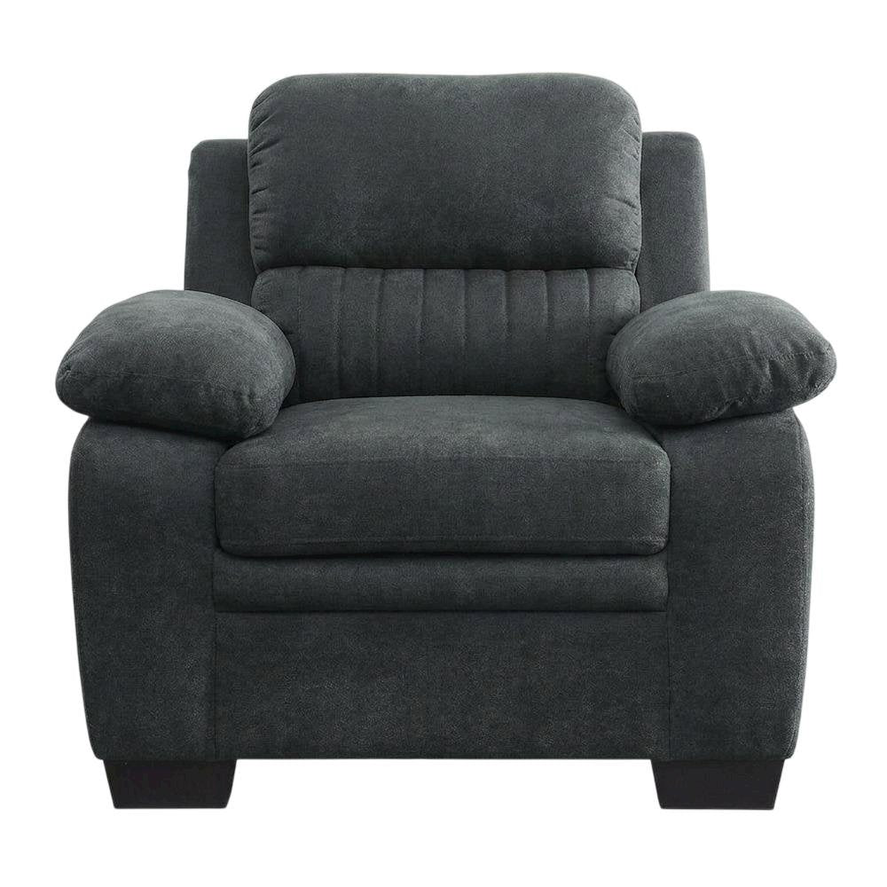 Textured Fabric Upholstered Accent Armchair for Living Room, Dark Gray