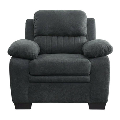 Textured Fabric Upholstered Accent Armchair for Living Room, Dark Gray