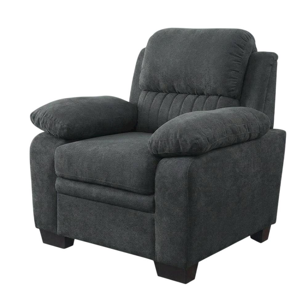 Textured Fabric Upholstered Accent Armchair for Living Room, Dark Gray