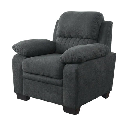 Textured Fabric Upholstered Accent Armchair for Living Room, Dark Gray