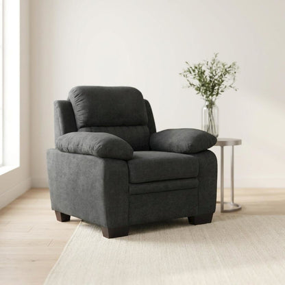 Textured Fabric Upholstered Accent Armchair for Living Room, Dark Gray