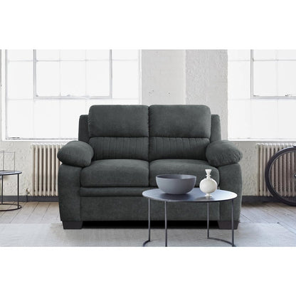 Holleman Textured Fabric Love Seat In Dark Gray